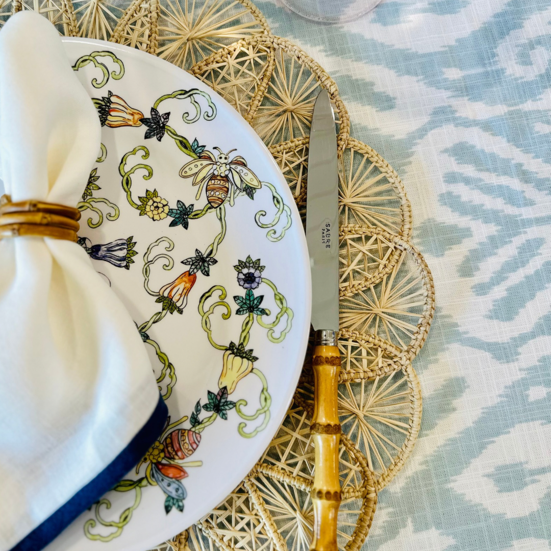 POWDER BLUE IKAT TABLECLOTH