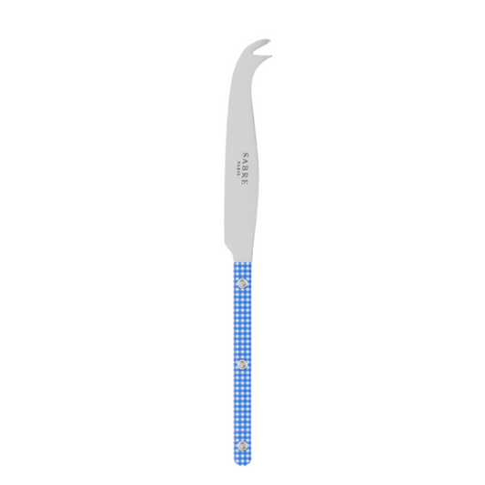 BLUE & WHITE GINGHAM CHEESE KNIFE