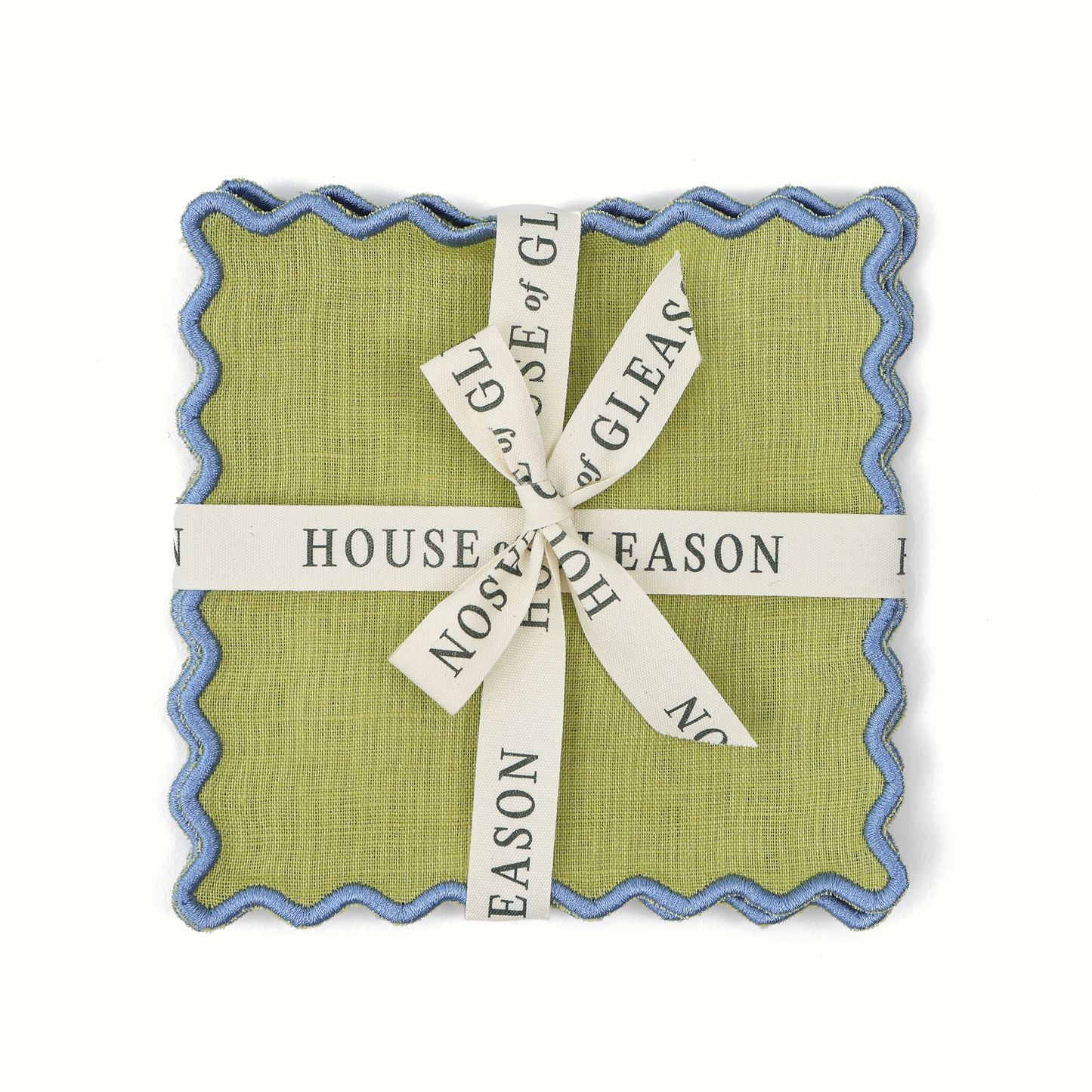 VIVIENNE SQUARE COCKTAIL NAPKINS, GREEN (SET OF 4)