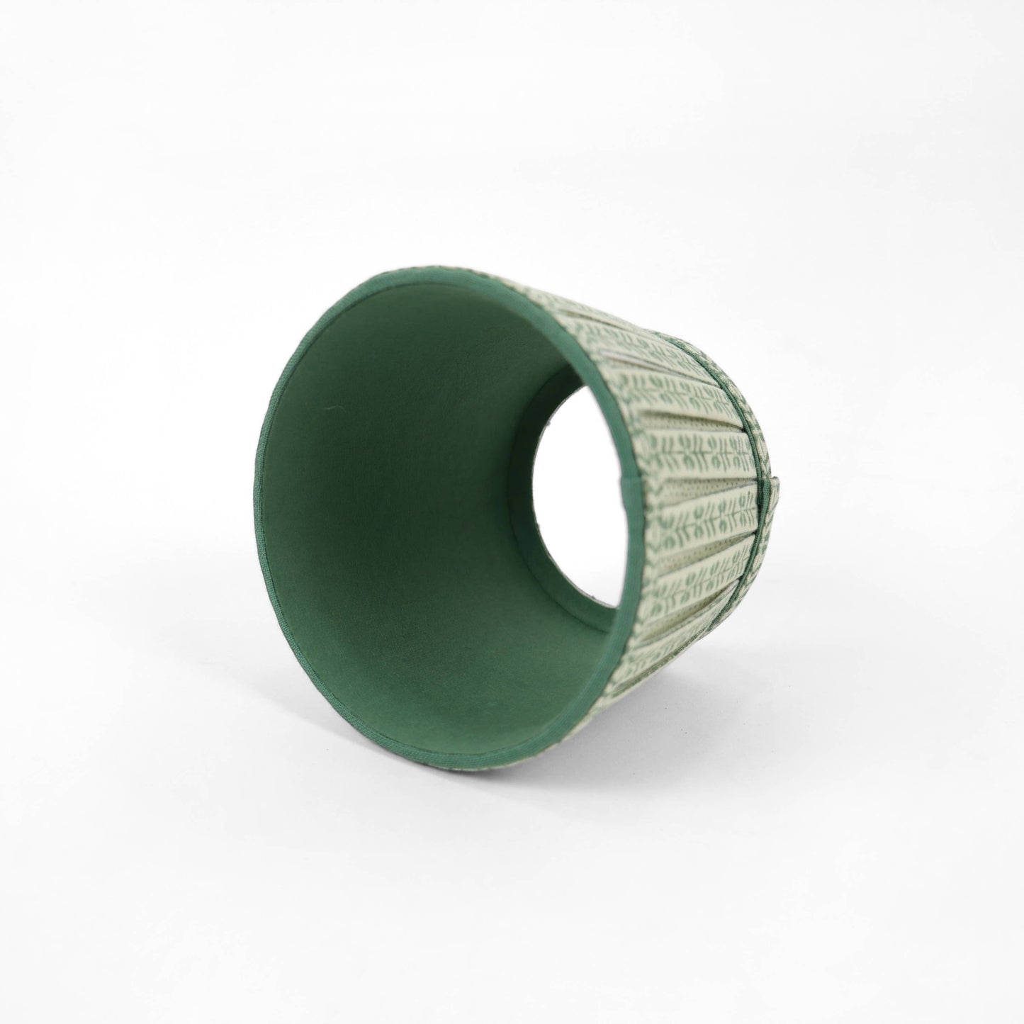 BOX PLEAT LAMPSHADE, FLORAL GREEN STRIPE