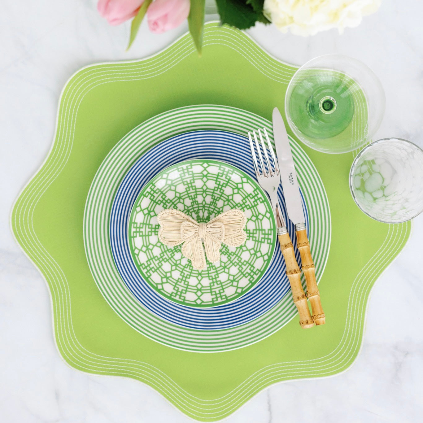 NEWPORT GREEN STRIPE DINNER PLATE (SET OF 4)