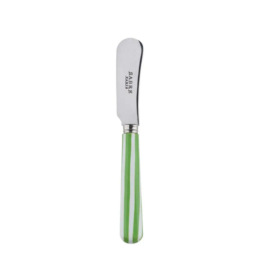 GREEN & WHITE STRIPE CHEESE SPREADER
