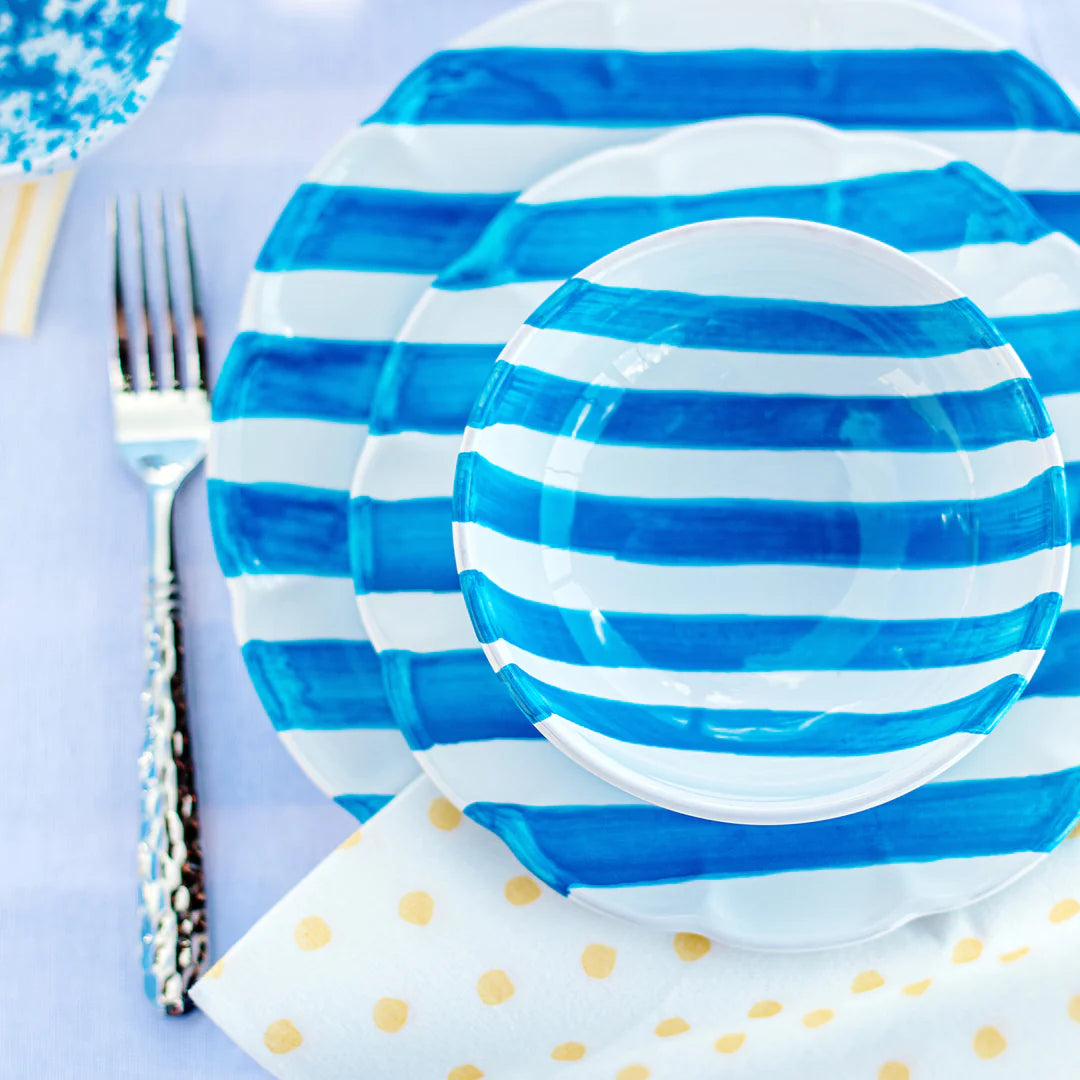 AMALFITANA AQUA STRIPE DINNER PLATE