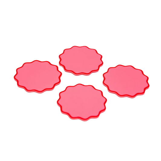 PINK & RED SCALLOP COASTERS (SET OF 4)