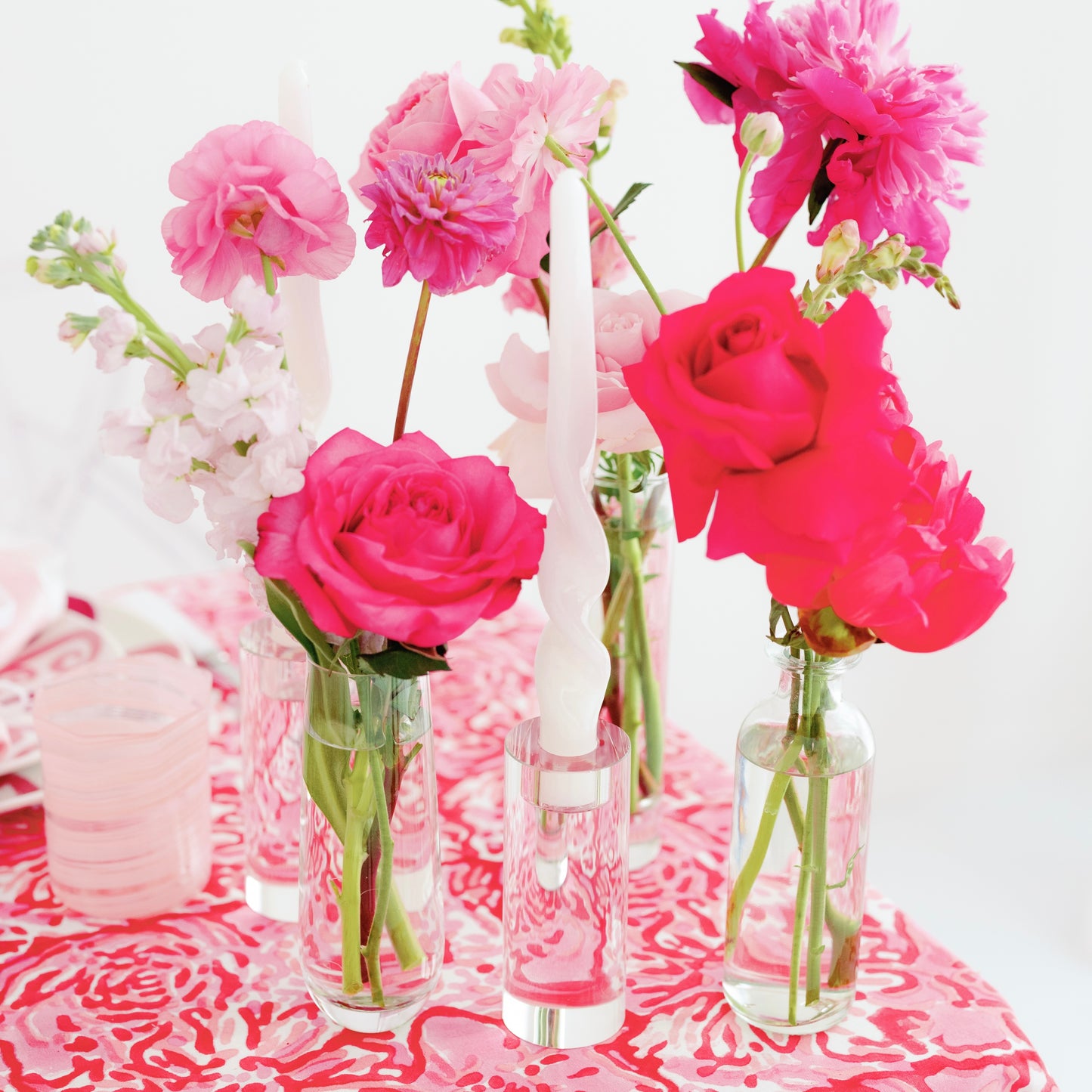 LUCITE COLUMN CANDLESTICKS (SET OF 2)