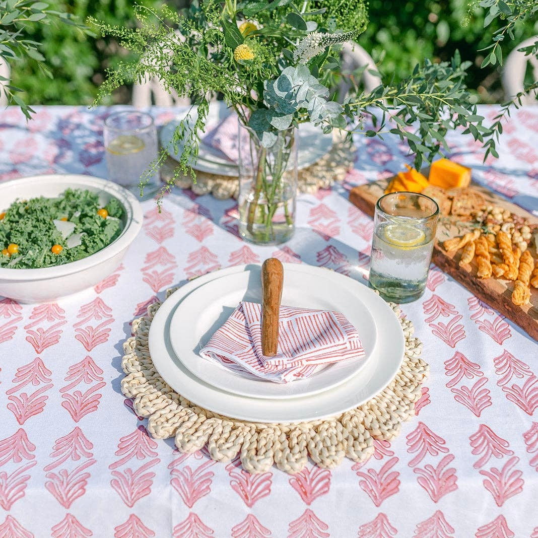 PALMETTO TABLECLOTH, PINK & CORAL