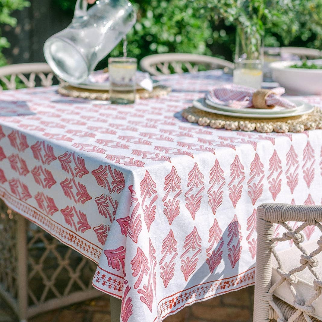 PALMETTO TABLECLOTH, PINK & CORAL