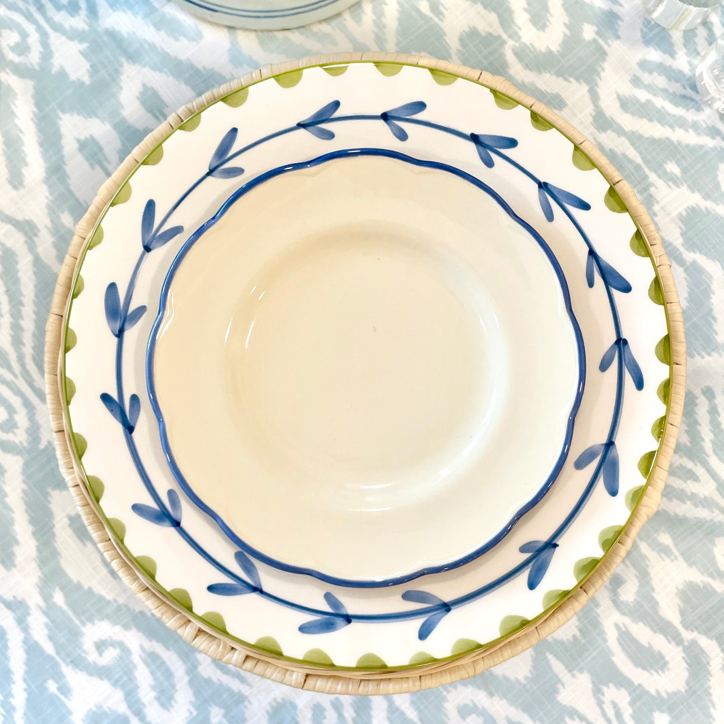 POWDER BLUE IKAT TABLECLOTH