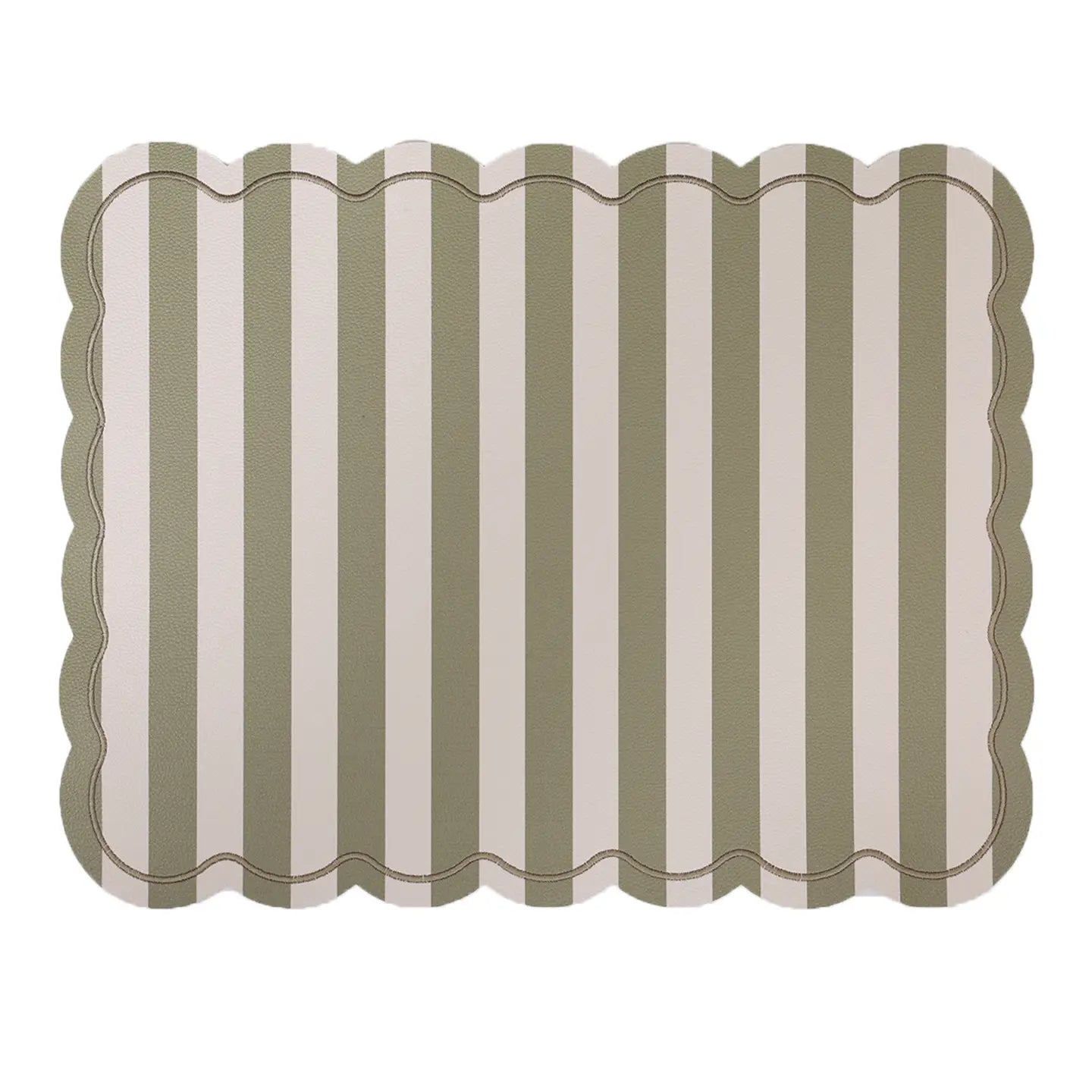 DARK GREEN STRIPE WIPEABLE PLACEMAT (SET OF 4)