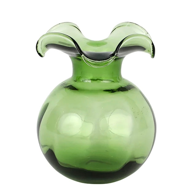 HIBISCUS GLASS BUD VASE, DARK GREEN