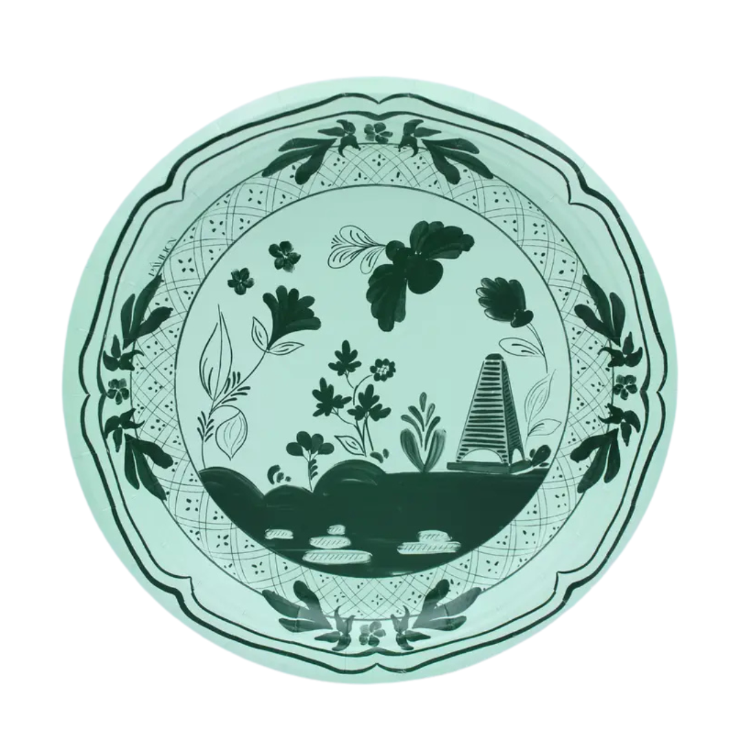 BEACHSIDE PAVILLION DINNER PLATES (SET OF 8), MINT & FOREST