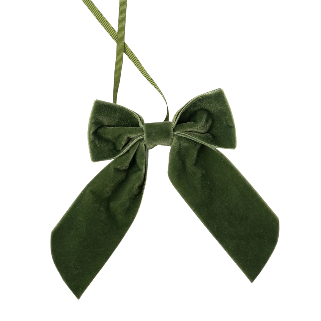 VELVET NAPKIN BOWS, GREEN (SET OF 4)