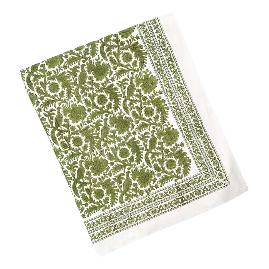 PHEASANT TABLECLOTH, GREEN