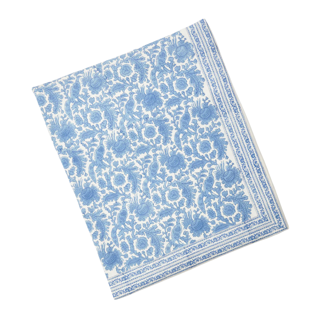 PHEASANT TABLECLOTH, LIGHT BLUE