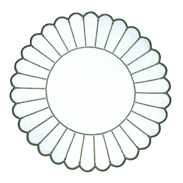 ELIZA PLACEMATS, WHITE & GREEN (SET OF 4)