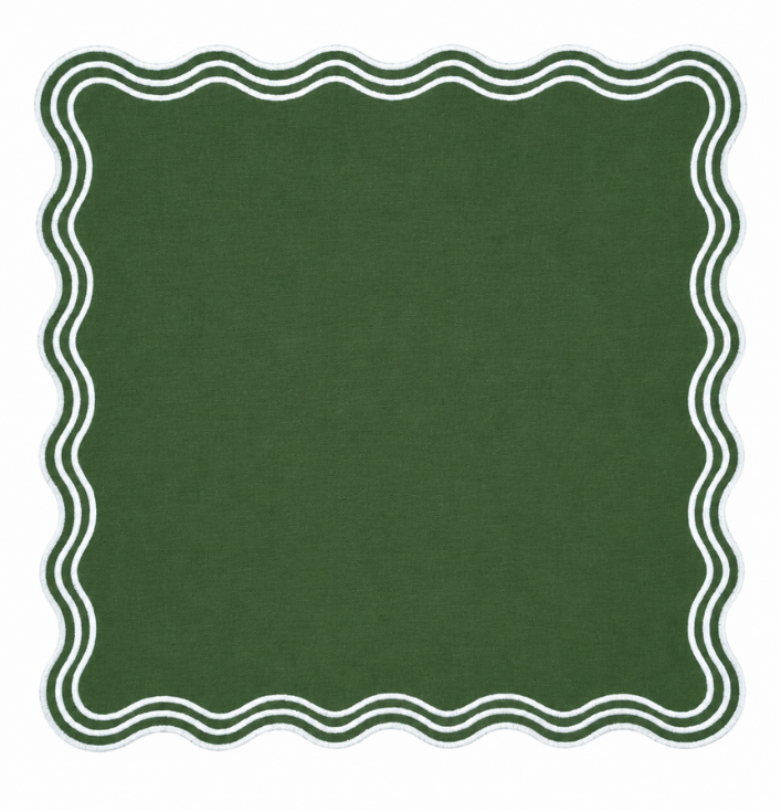 CLEO NAPKINS, GREEN & WHITE (SET OF 4)