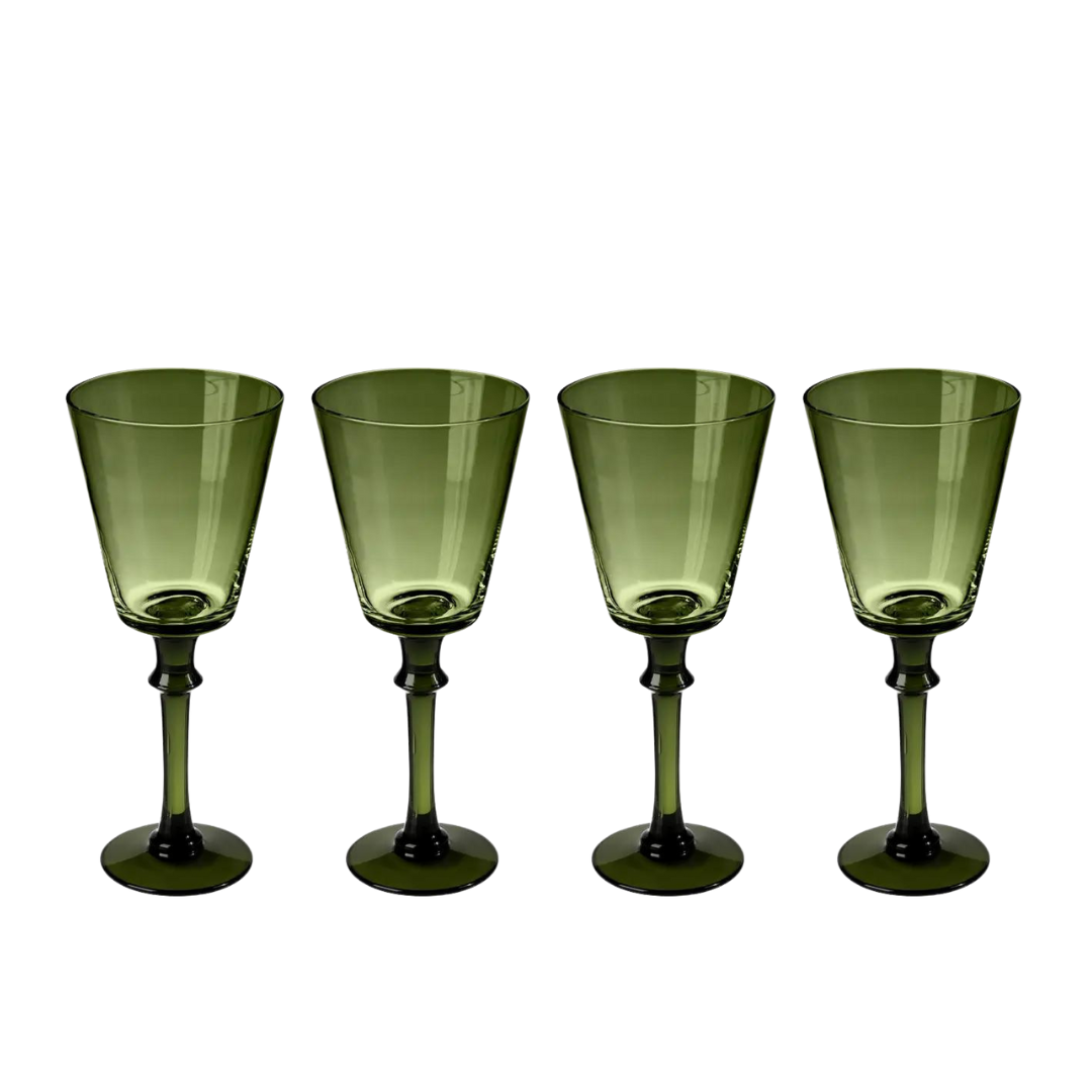 FAIRWAY OLIVE WINE GLASSES (SET OF 4)