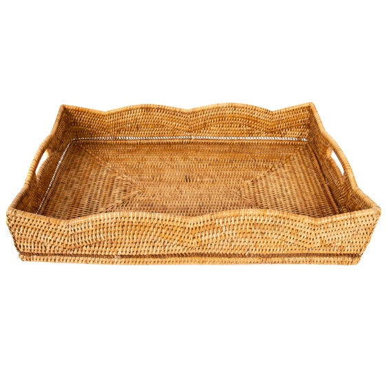 RATTAN RECTANGULAR TRAY, HONEY BROWN
