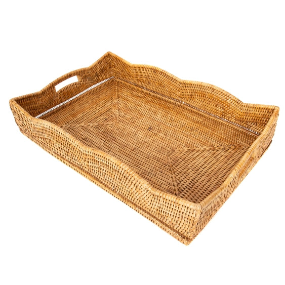 RATTAN RECTANGULAR TRAY, HONEY BROWN