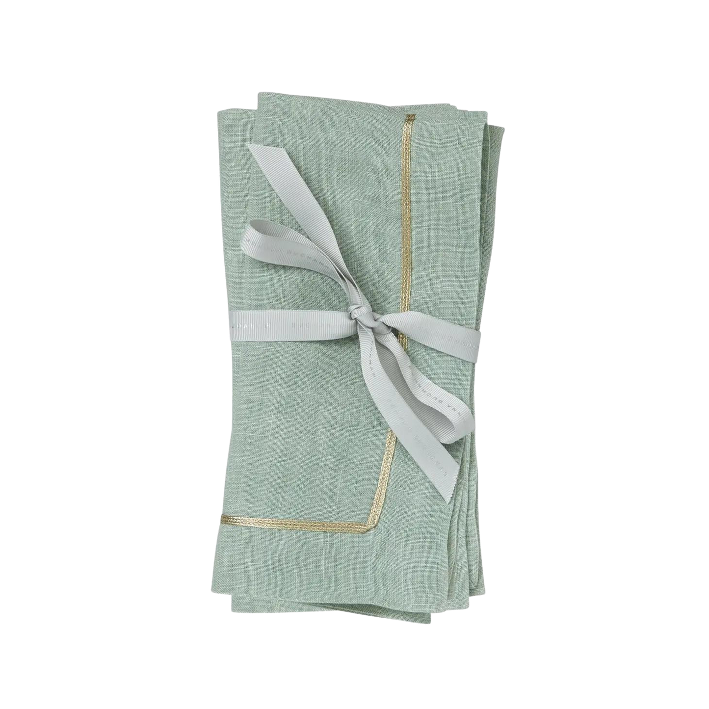 SEA FOAM & GOLD TRIM DINNER NAPKINS (SET OF 2)