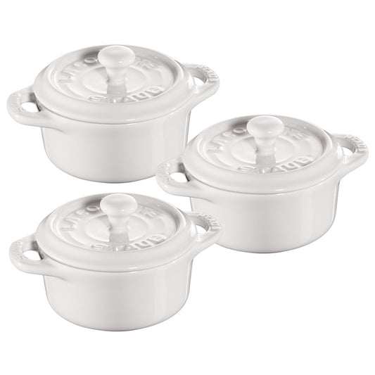 CERAMIC MINI ROUND COCOTTE SET, SET OF 3
