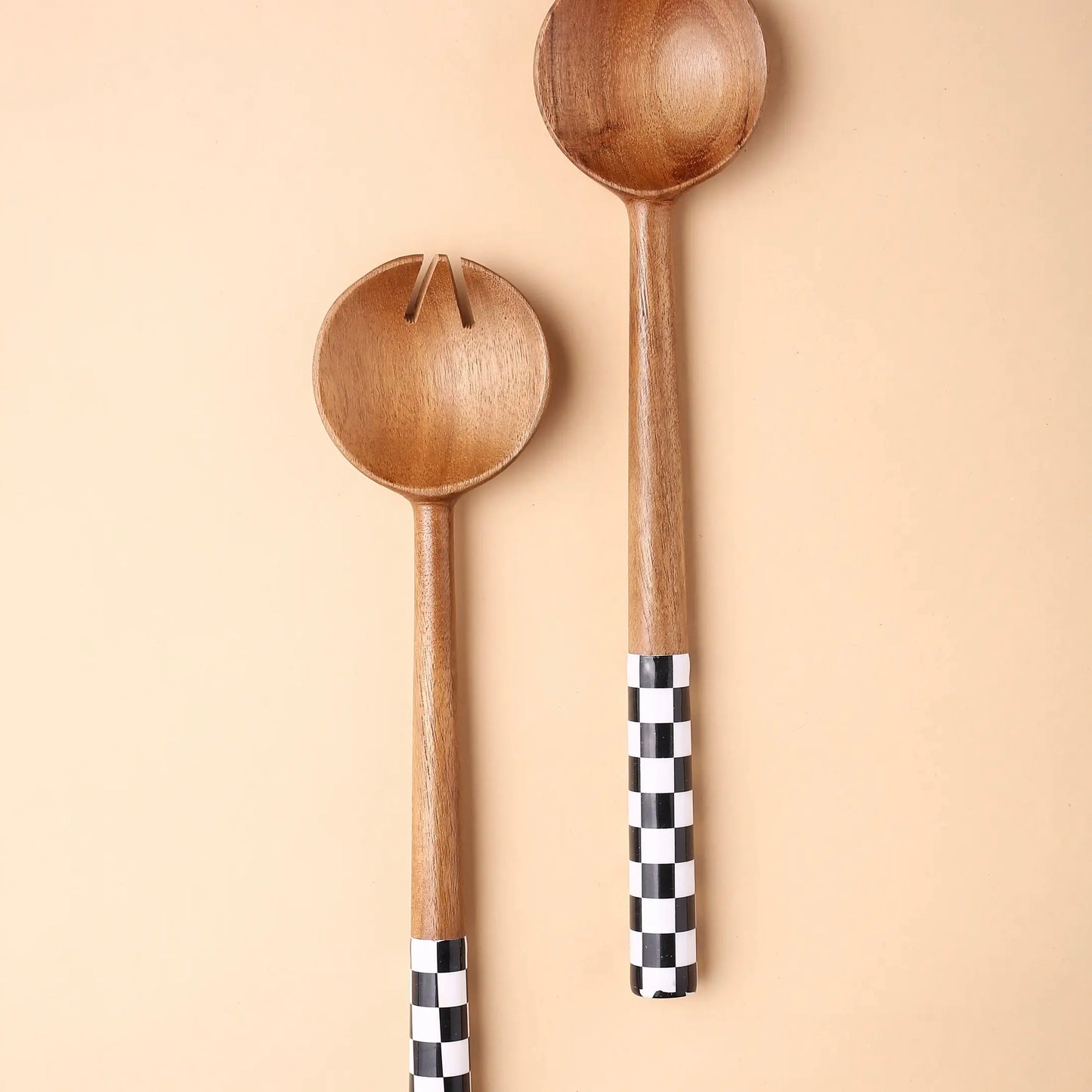 LALA SALAD SERVERS, CHECKERBOARD