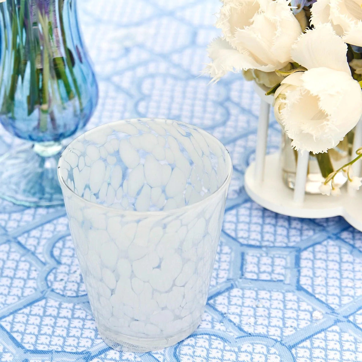 WHITE SPOTTED TUMBLERS (SET OF 4)