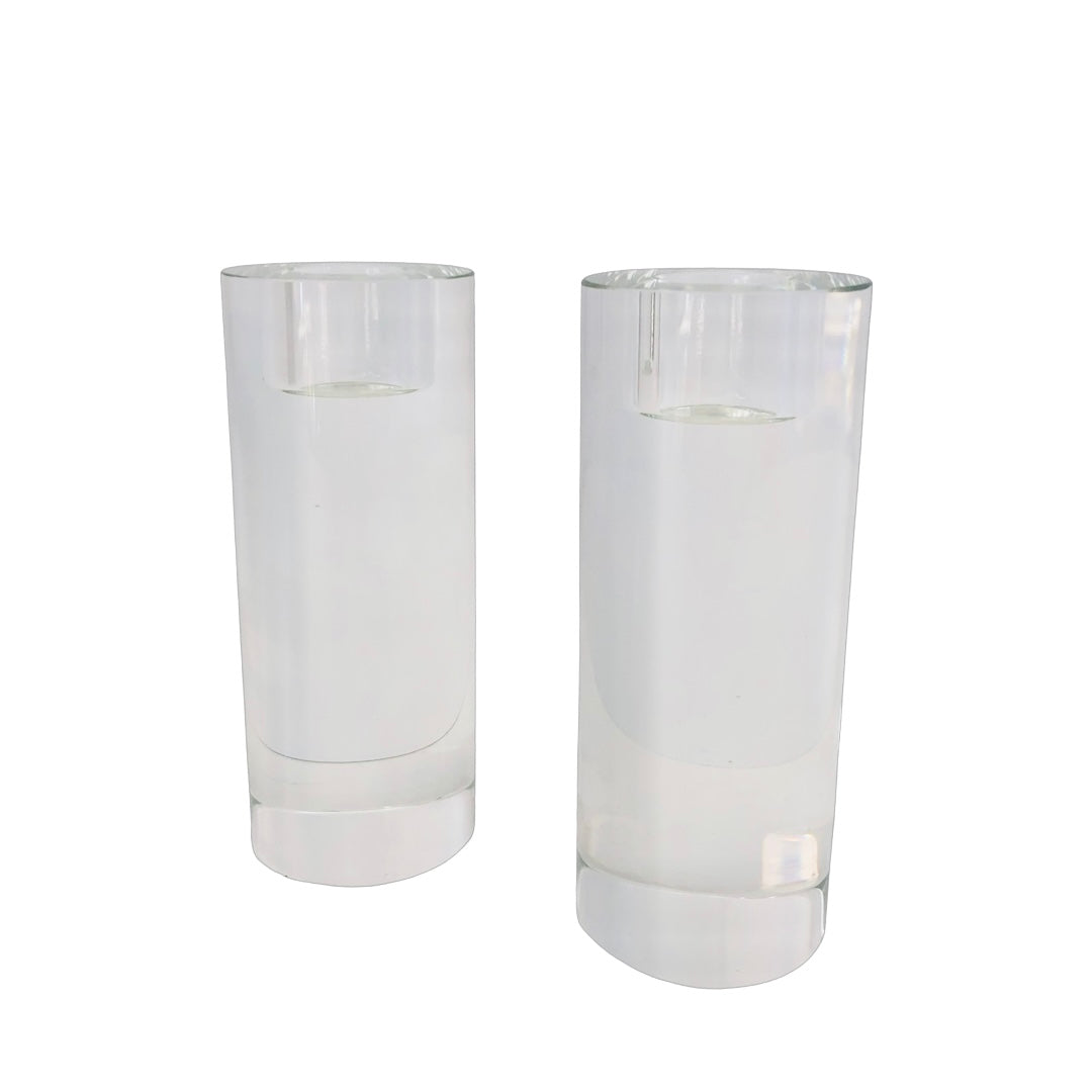 LUCITE COLUMN CANDLESTICKS (SET OF 2)