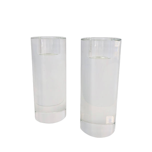 LUCITE COLUMN CANDLESTICKS (SET OF 2)