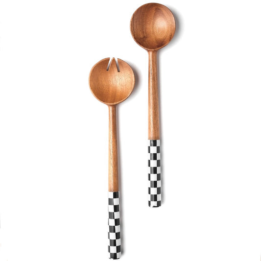 LALA SALAD SERVERS, CHECKERBOARD