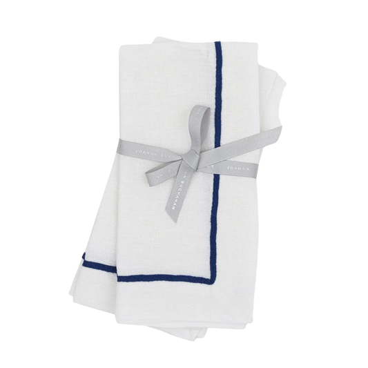 NAVY TRIM DINNER NAPKINS (SET OF 2)