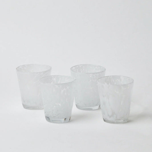 WHITE SPOTTED TUMBLERS (SET OF 4)
