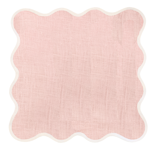 SCALLOPED LINEN SQUARE, PEONY (SET OF 4)
