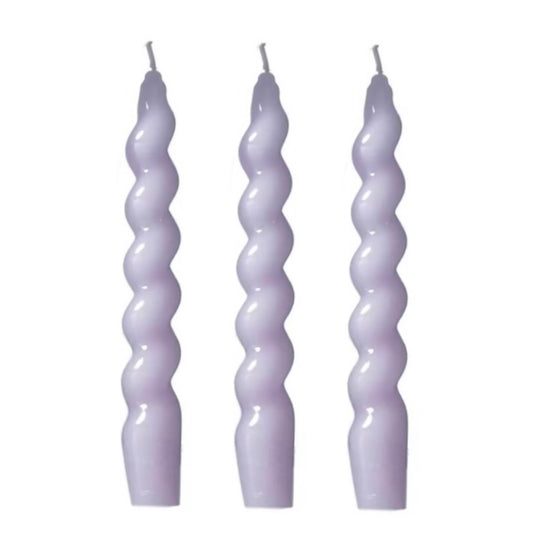 SPIRAL TAPER CANDLES, LILAC (SET OF 3)