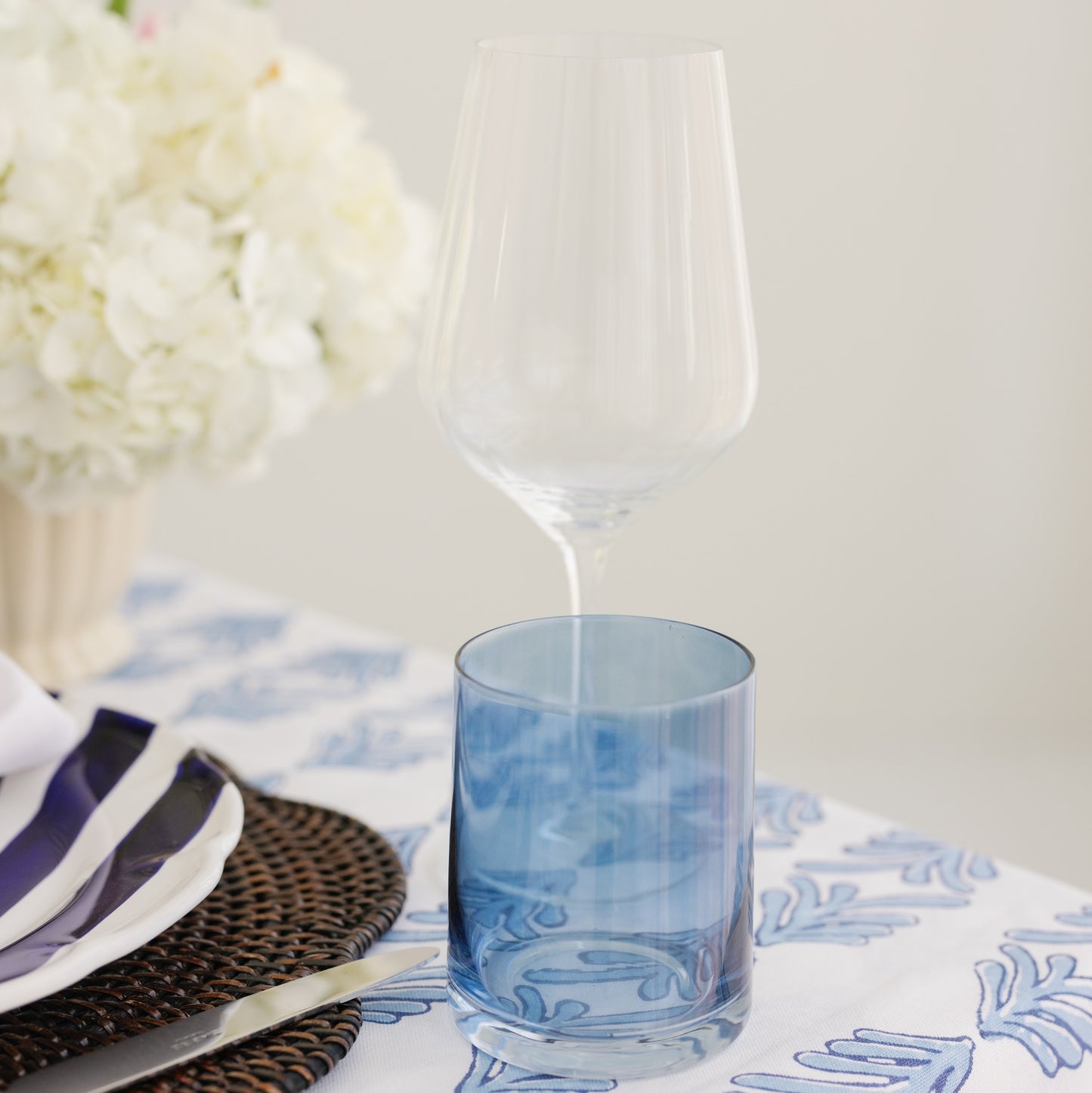 BLUE GLASS TUMBLERS (SET OF 4)