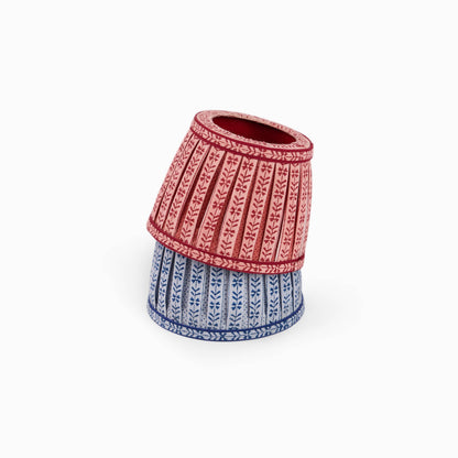 BOX PLEAT LAMPSHADE, FLORAL RED STRIPE