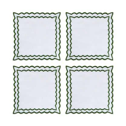 GREEN & WHITE COCKTAIL NAPKINS (SET OF 4)