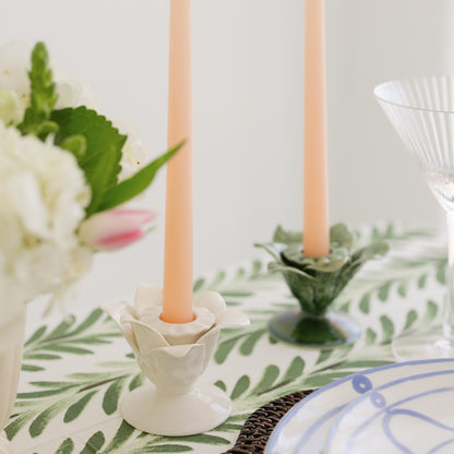 PALM TREE CANDLE HOLDER PAIR, WHITE