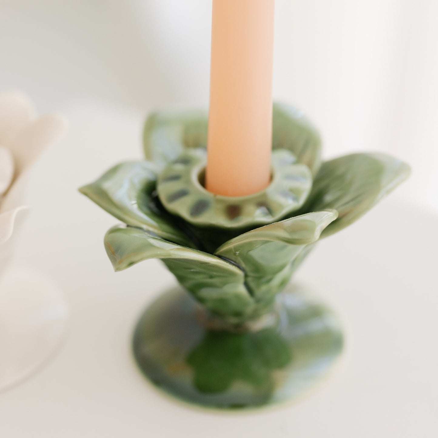 PALM TREE CANDLE HOLDER PAIR, GREEN