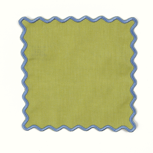VIVIENNE SQUARE COCKTAIL NAPKINS, GREEN (SET OF 4)