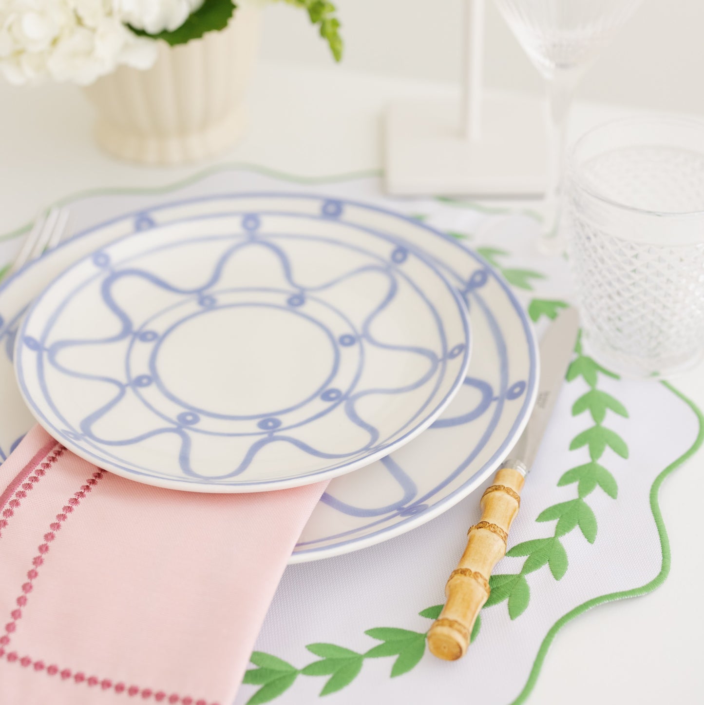 IVY PLACEMAT, WHITE x GREEN (SET OF 4)