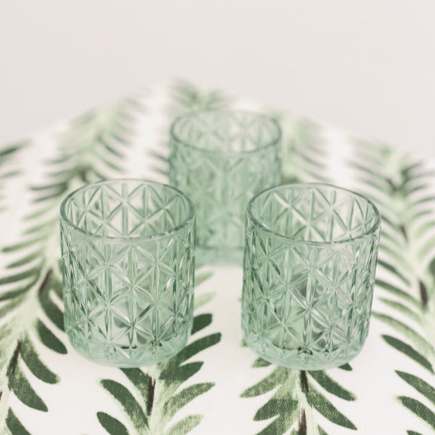 LATTICE VOTIVE PAIR, GREEN