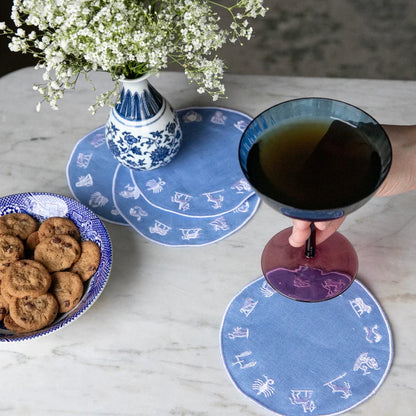 BLUE ZODIAC COCKTAIL NAPKINS (SET OF 4)