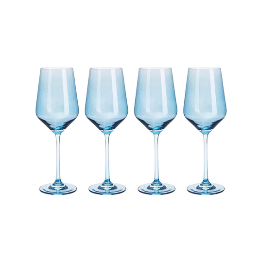 BLUE COLORED WINE GLASSES (SET OF 4)