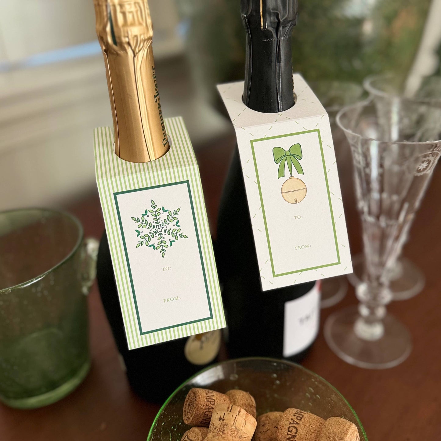 WINE TAG SET, RED RIBBON