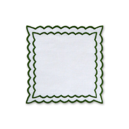 GREEN & WHITE COCKTAIL NAPKINS (SET OF 4)