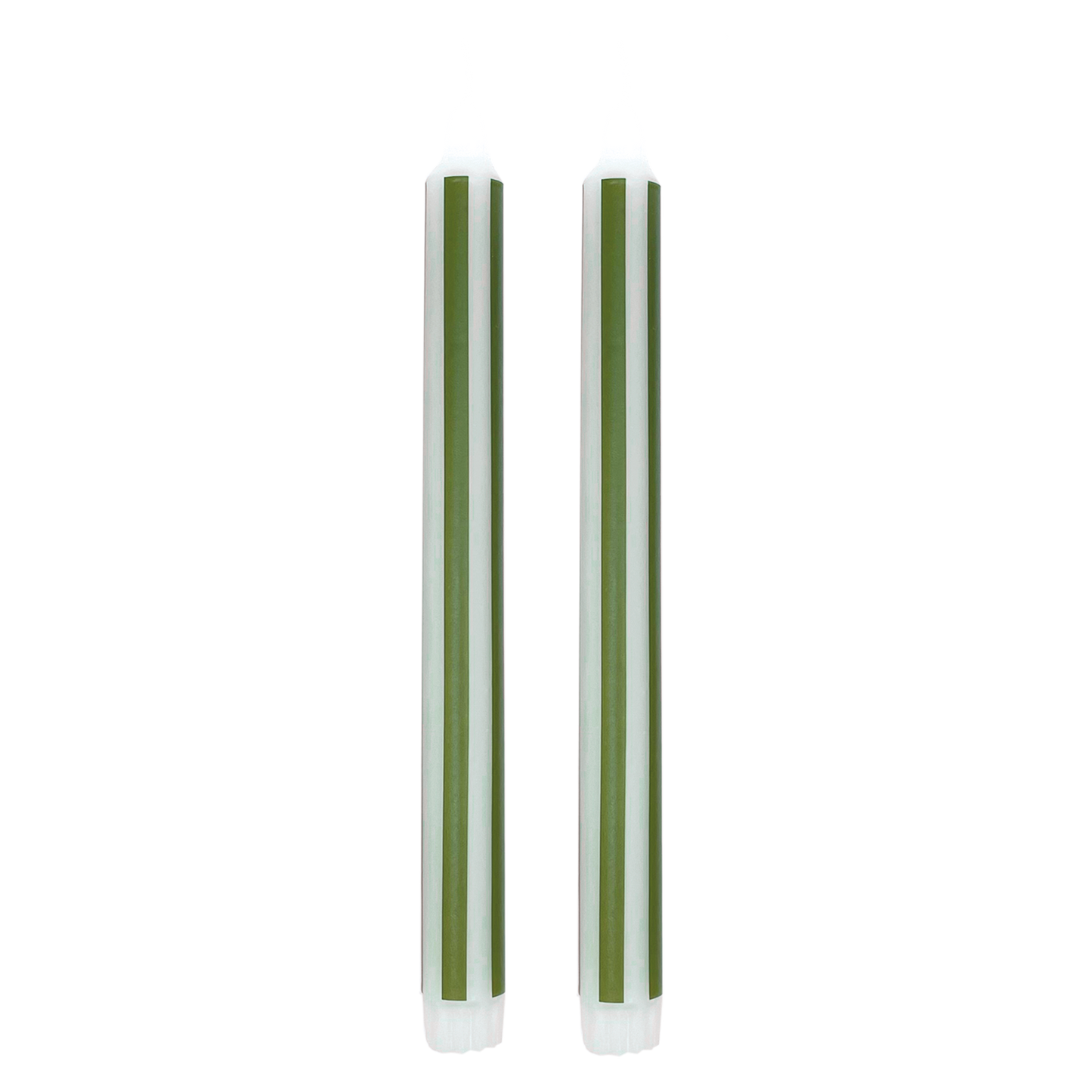 GREEN STRIPE TAPER CANDLES (SET OF 2)
