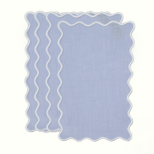 VIVIENNE RECTANGLE COCKTAIL NAPKINS, POWDER BLUE (SET OF 4)