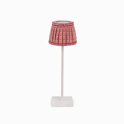 BOX PLEAT LAMPSHADE, FLORAL RED STRIPE