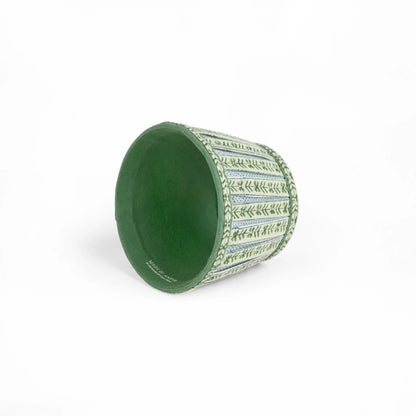 BOX PLEAT LAMPSHADE, FLORAL GREEN STRIPE